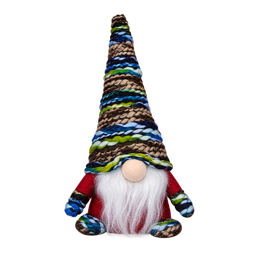 Weihnachtsgnom mit bunter Wollmütze – 20 cm