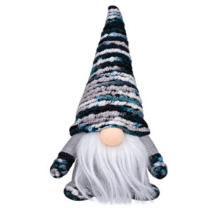 Weihnachtsgnom mit grau-blauer Wollmütze – 20 cm