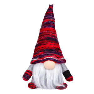 Weihnachtsgnom mit rot-violetter Wollmütze – 20 cm